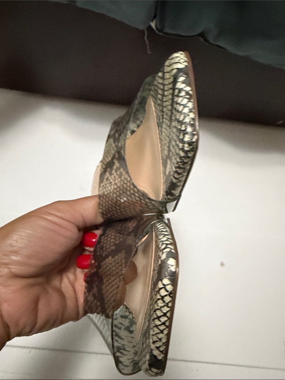 Jessica Simpson Olive Snake-Print Open-Toe Slingback Heels - Picture 4 of 7